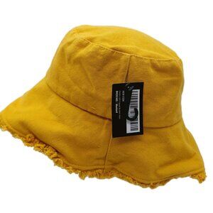 ChoKolids Yellow Mustard Denim Hat Frayed Edges 100% Cotton NWT